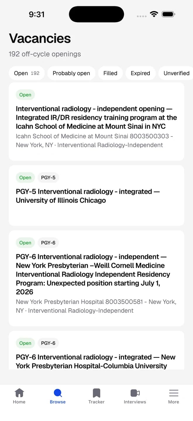MatchPath for iOS — Vacancies as they open